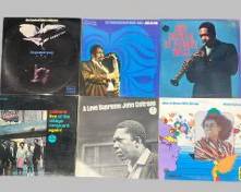 Lot of Five Vintage John Coltrane and one Alice Coltrane Vinyl Record LPs Including World Galaxy, A Love Supreme, Live at The Village Vanguard Again, His Greatest Years, Selflessness, My Favorite Things
