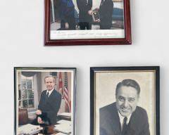 Signed Bud McFarlane, Brent Scowcroft, & Sargent Shriver Portrait Photographs Framed
