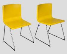 Pair Mid Century Modern MCM Side Chairs Chrome and Vinyl
