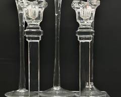 Five Fine Crystal Clear Glass Candle Holders Lot

