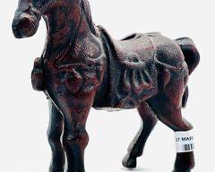 Vintage Cast Iron Figural Horse Still Bank Charm
