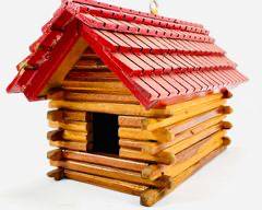 Giorgio HedeSville Hand Crafted Wooden Log Canin Birdhouse W Red Roof And Rustic Design
