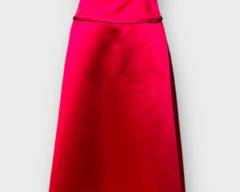Bill LEVKOFF Sleeveless Red Satin Midi Dress with Back Zipper Closure And Boat Neck Size 6 Perfect For The Holidays
