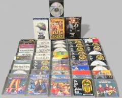 Lot of 56 Vintage Rock and Roll/ Classical CDs and 3 DVDS. CDs Include but are not limited to Tchaikovsky, Beethoven, The Everly brothers, The Beach Boys. DVDS include Full Metal Jacket, Bonanza, Analyze This
