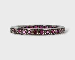 Fine 18k White Gold Ruby Eternity Ring. Sz 5.75.
