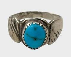 Fine Sterling Silver Turquoise Statement Ring Size 8.5
