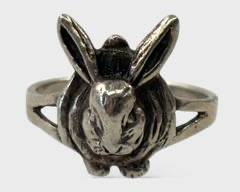 Fine Sterling Silver Adorable Rabbit Statement Ring Size 5
