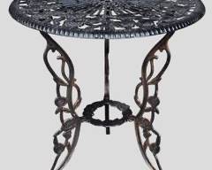 Fancy Painted Iron Bistro Table with Cabbage Roses
