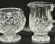 Fine WATERFORD Crystal Lismore Sugar Bowl and Creamer Set
