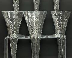 Set Of Seven Vintage Optic Swirl Champagne Flute Glasses
