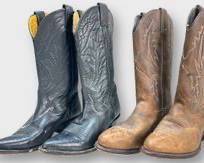 Vintage Nocona Black Leather Cowboy Boots Size 6.5 & Unbranded Brown Leather Cowboy Boots Size 7.5
