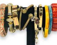 Assorted Costume Jewelry Bangle and Gold Tone Bracelet Lot
