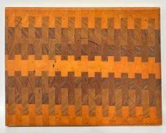MCM Mid century Modern Inlaid Wood Butchers Block cutting Board
