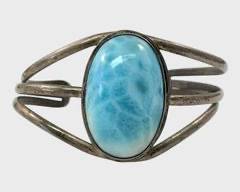 Fine Sterling Silver Larimar Statement Cuff Bracelet
