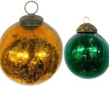 Two Antique Kugel Replica Holiday Ornaments
