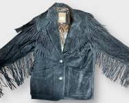 Vintage Global Identity Western Style Genuine Leather Suede Jacket With Fringe Size Medium
