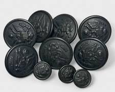 Antique Military New York Button Works Seven Large Bottons and three small and Scoville MF Co Small 3 Buttons
