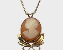 Fine Gold Filled Cameo Pendant On Gold Filled Chain Necklace
