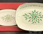 Fine Lenox All Roads Lead Home At Christmas Holdiday Sandwich Tray w/Original Box
