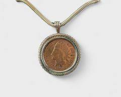 13 Grams Fine Sterling Silver 1905 Indian Head Penny Pendant 18 Inch Statement Necklace In Box
