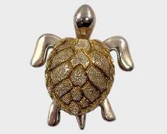 Fine Sterling Silver Figural Turtle Statement Pendant
