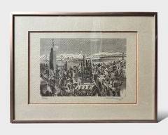 Montanaro Cityscape Lithograph 9/292 Pencil Signed and Numbered Framed Print
