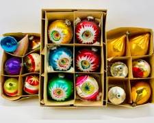 Vintage 1950s Hand Painted Figural Christmas Glass Ornaments, Different Designs, Colors And Sizes Shiny Brite Style
