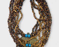 Vintage Multi strand bronze pendant Tribal Hippie Beaded Statement Necklace
