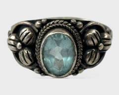 Fine Sterling Silver Blue Topaz Statement Ring Size 6.25
