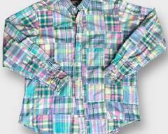 Vintage Ralph Lauren Madras Plaid Patchwork Long Sleeve Button Down Men's Shirt Size XL
