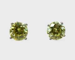 Fine Sterling Silver Peridot Colored Gemstone Pierced Stud Earrings
