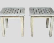 Pair Country Casuals Vintage Teakwood Side Tables
