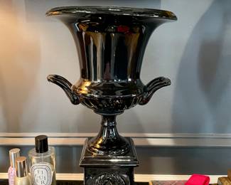 Stunning black ceramic urn