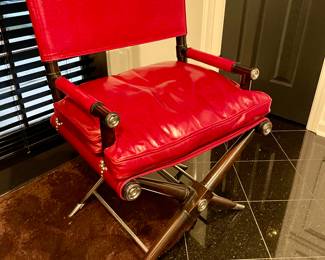 WOW, one of a pair of Theodore Alexander Red Alligator embossed Leather Director Chairs NEW WITH TAGS never used!