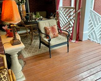 We have a wonderful collection of outdoor furniture, accessories, statues, pots, benches, a Weber grill with copper color steel case, two propane tower heaters and the list goes on and on.