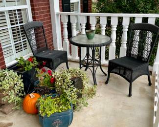 We have a wonderful collection of outdoor furniture, accessories, statues, pots, benches, a Weber grill with copper color steel case, two propane tower heaters and the list goes on and on.
