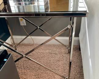 Ralph Lauren Chrome lion paw and black glass side tables, FANTASTIC