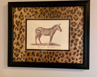 Beautiful exotic African safari animals framed and matted with animal motif