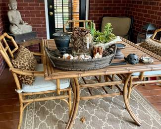 We have a wonderful collection of outdoor furniture, accessories, statues, pots, benches, a Weber grill with copper color steel case, two propane tower heaters and the list goes on and on.