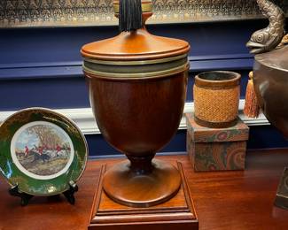 Exceptional pair of wooden turned lamps