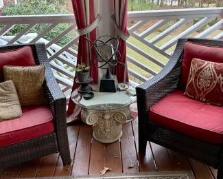 We have a wonderful collection of outdoor furniture, accessories, statues, pots, benches, a Weber grill with copper color steel case, two propane tower heaters and the list goes on and on.