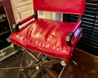 WOW, one of a pair of Theodore Alexander Red Alligator embossed Leather Director Chairs NEW WITH TAGS never used!