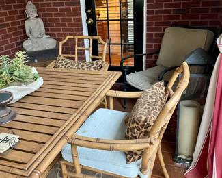 We have a wonderful collection of outdoor furniture, accessories, statues, pots, benches, a Weber grill with copper color steel case, two propane tower heaters and the list goes on and on.