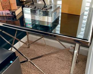Ralph Lauren Chrome lion paw and black glass side tables, FANTASTIC