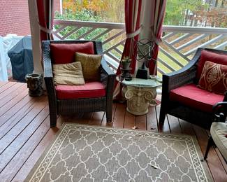 We have a wonderful collection of outdoor furniture, accessories, statues, pots, benches, a Weber grill with copper color steel case, two propane tower heaters and the list goes on and on.