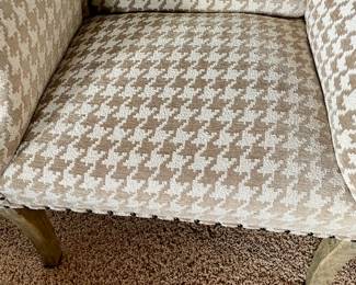 Houndstooth tan fabric wingback