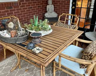 We have a wonderful collection of outdoor furniture, accessories, statues, pots, benches, a Weber grill with copper color steel case, two propane tower heaters and the list goes on and on.