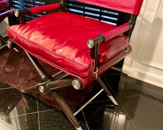 WOW, one of a pair of Theodore Alexander Red Alligator embossed Leather Director Chairs NEW WITH TAGS never used!