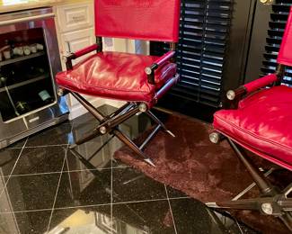 WOW, one of a pair of Theodore Alexander Red Alligator embossed Leather Director Chairs NEW WITH TAGS never used!