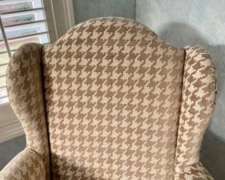 Houndstooth tan fabric wingback